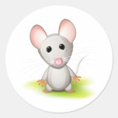 Kleine grijze muis ronde sticker (Voorkant)