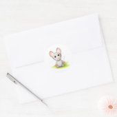 Kleine grijze muis ronde sticker (Envelop)