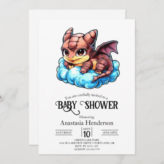 Kleine grillige digitale draak Baby shower Kaart (Voorkant / Achterkant)