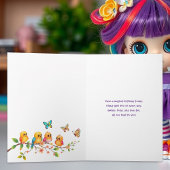 Kleine grillige elf met vlinders en vogels kaart