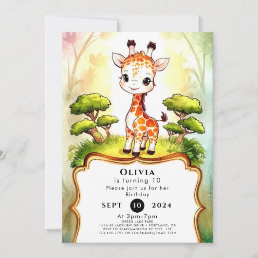 Kleine grillige Giraffe Verjaardag Kaart (Voorkant)