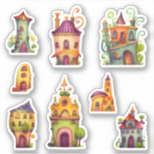 Kleine grillige huizen scrapbooking sticker (Voorkant)