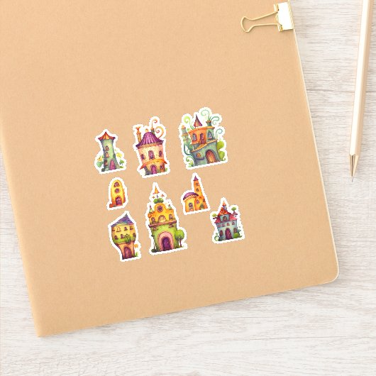 Kleine grillige huizen scrapbooking sticker (Notitieboek)