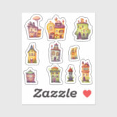 Kleine grillige huizen scrapbooking sticker (Vel)
