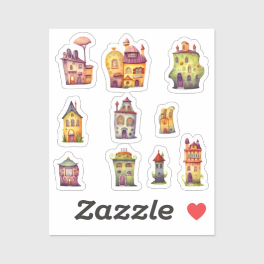 Kleine grillige huizen scrapbooking sticker (Vel)