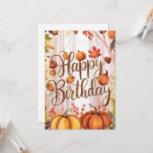 Kleine grillige seizoen Herfst Herfst Happy Birthd Kaart (Voorkant / Achterkant in situ)
