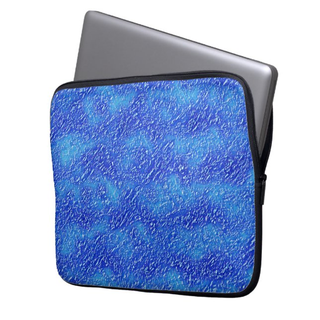 Kleine groeftextuur op gekleurd blauw tot heldere  laptop sleeve (Voorkant Links)