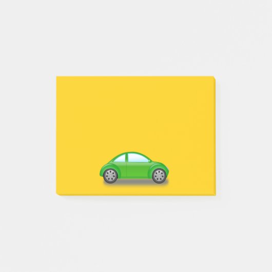 Kleine groene auto op gele Post It-notitie Post-it® Notes (Voorkant)
