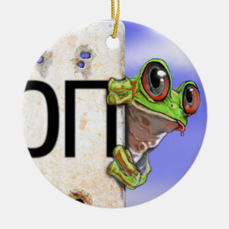 Kleine groene boomkikker keramisch ornament