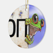 Kleine groene boomkikker keramisch ornament (Links)