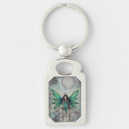 Kleine groene fee-elfen fantasykunst sleutelhanger (Voorkant)