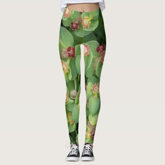 Kleine groene flora leggings (Voorkant)