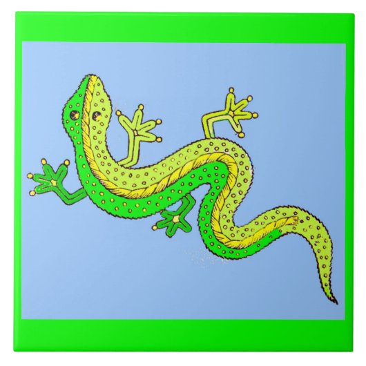 kleine groene hagedis tegeltje (Voorkant)