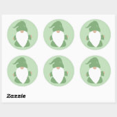 Kleine groene kabouter ronde sticker (Vel)