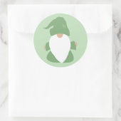 Kleine groene kabouter ronde sticker (Tas)