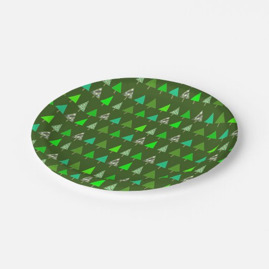 Kleine groene kerstbomen papieren bordje (Gekanteld)