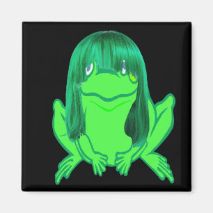 kleine groene kikker met groene pruikmagnet magneet