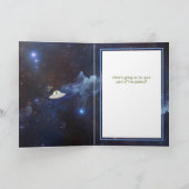 Kleine groene Man Alien: "Groeten, verdienen!" Feestdagen Kaart (Binnen)