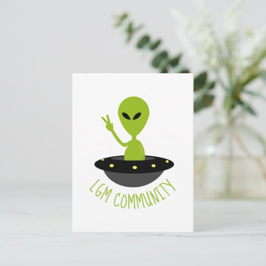 Kleine groene Mannen, LGM Community Extraterrestri Briefkaart (Staand voorkant)