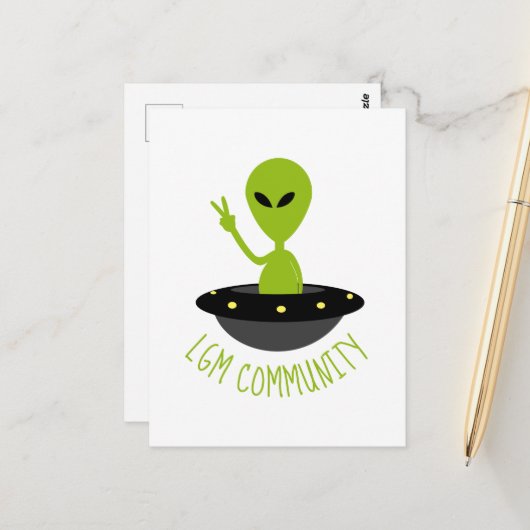 Kleine groene Mannen, LGM Community Extraterrestri Briefkaart (Voorkant / Achterkant in situ)