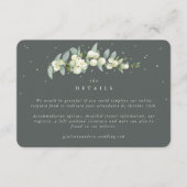 Kleine Groene Snowberry+Eucalyptus Bruiloft Detail Informatiekaartje (Voorkant)