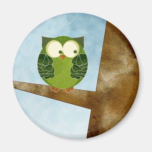 Kleine groene uil magneet (Voorkant)