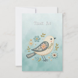 Kleine Groene Vogel Bloemen Dankjewel Kaart