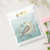 Kleine Groene Vogel Bloemen Favoriet Tassen Bedankzakje (Gezegeld)