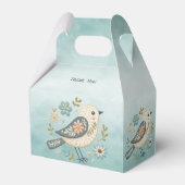 Kleine Groene Vogel Bloemen Favoriete Doos Bedankdoosjes (Achterkant)