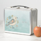 Kleine Groene Vogel Bloemen Metalen Lunch Box (In situ)