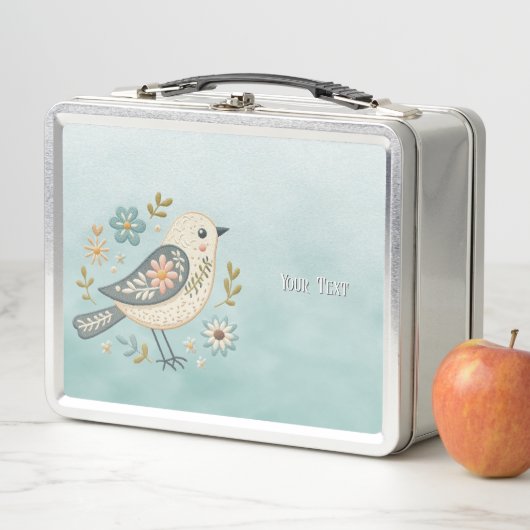 Kleine Groene Vogel Bloemen Metalen Lunch Box (In situ)