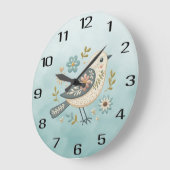 Kleine Groene Vogel Bloemen Muur Klok (Hoek)