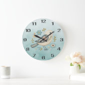 Kleine Groene Vogel Bloemen Muur Klok (Huis)