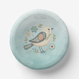 Kleine Groene Vogel Bloemen Papieren Bowl Kommen
