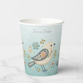 Kleine Groene Vogel Bloemen Papieren Kopjes Bekers