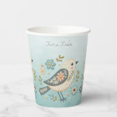 Kleine Groene Vogel Bloemen Papieren Kopjes Papieren Bekers (Links)