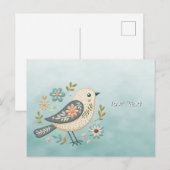Kleine groene vogel bloemkaart briefkaart (Voorkant / Achterkant)