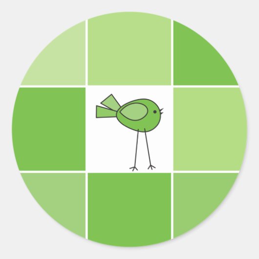 Kleine groene vogel ronde sticker (Voorkant)