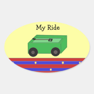 Kleine Groene Wagen Ovale Sticker