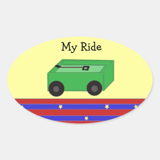 Kleine Groene Wagen Ovale Sticker (Voorkant)