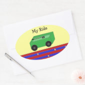 Kleine Groene Wagen Ovale Sticker (Envelop)