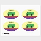 Kleine Groene Wagen Ovale Sticker (Vel)
