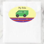 Kleine Groene Wagen Ovale Sticker (Tas)