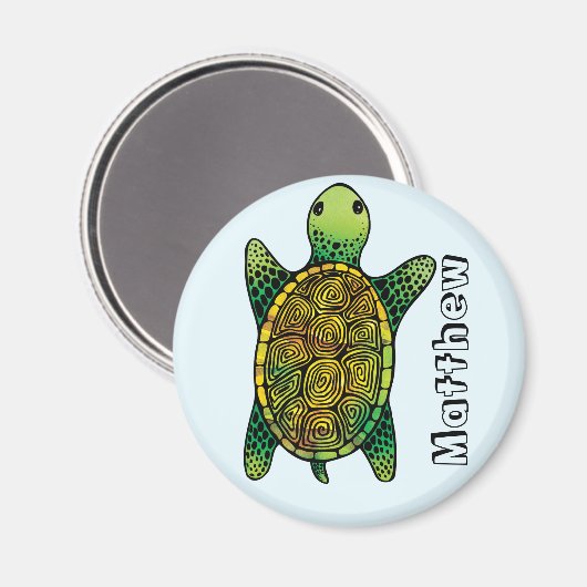 Kleine groene Waterverf Ink Dradenschildpad Magneet (Voorkant / Achterkant)