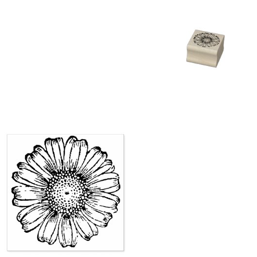 Kleine groene zonnebloem bloemen botanisch rubberstempel (Gestempeld)