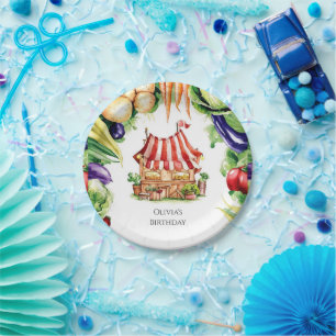 Kleine Groenten Boeren Markt Verjaardag Papieren Bordje