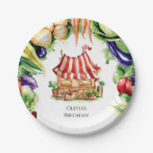 Kleine Groenten Boeren Markt Verjaardag Papieren Bordje (Voorkant)