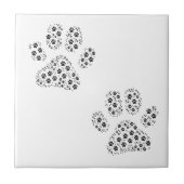 Kleine grote hond Paw Prints | Zwarte keramische T Tegeltje (Voorkant)