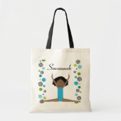 Kleine gymnast in Aqua en Groen Tote Bag (Voorkant)