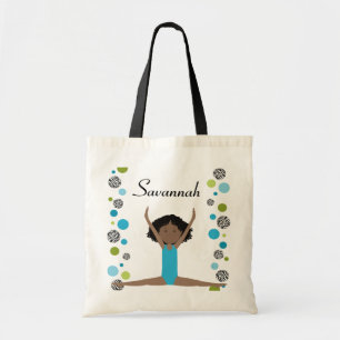 Kleine gymnast in Aqua en Groen Tote Bag
